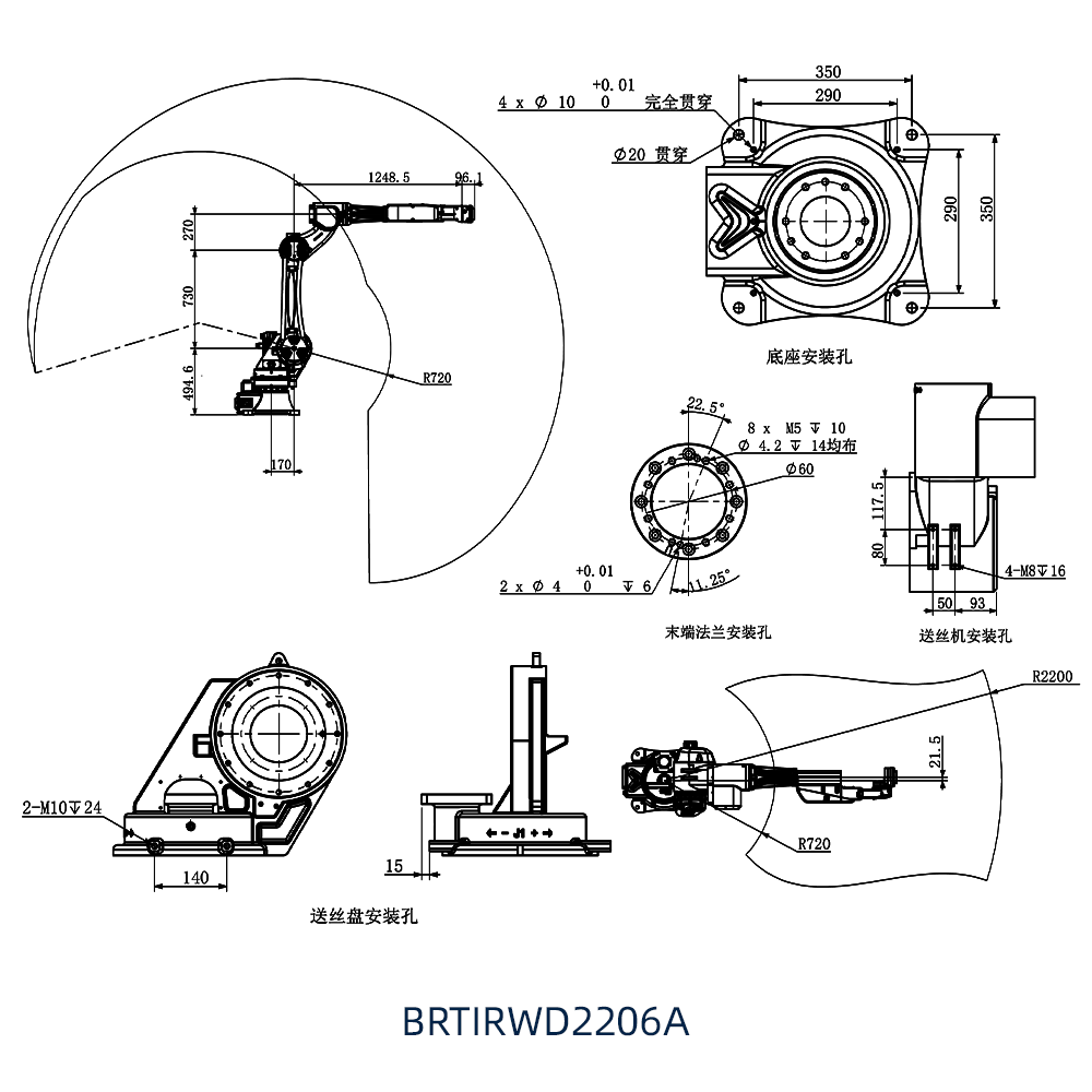 BR2206A Brazo de robots industriales automatizados de alta calidad de 6 ejes